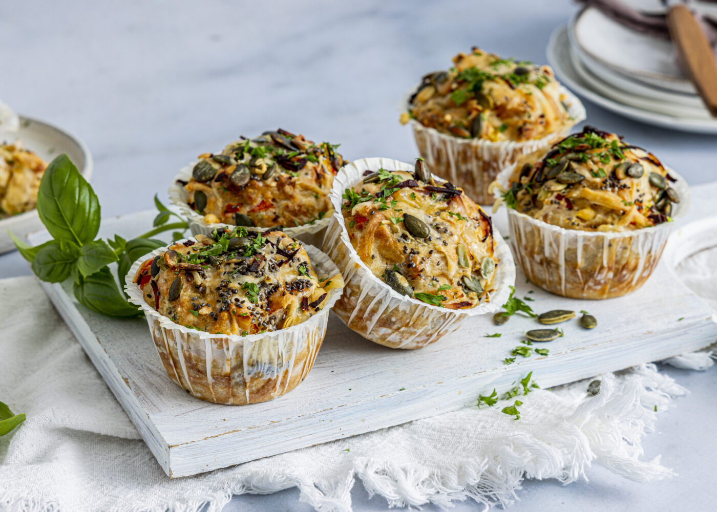 Lunsj-og matpakkemuffins med ost og skinke