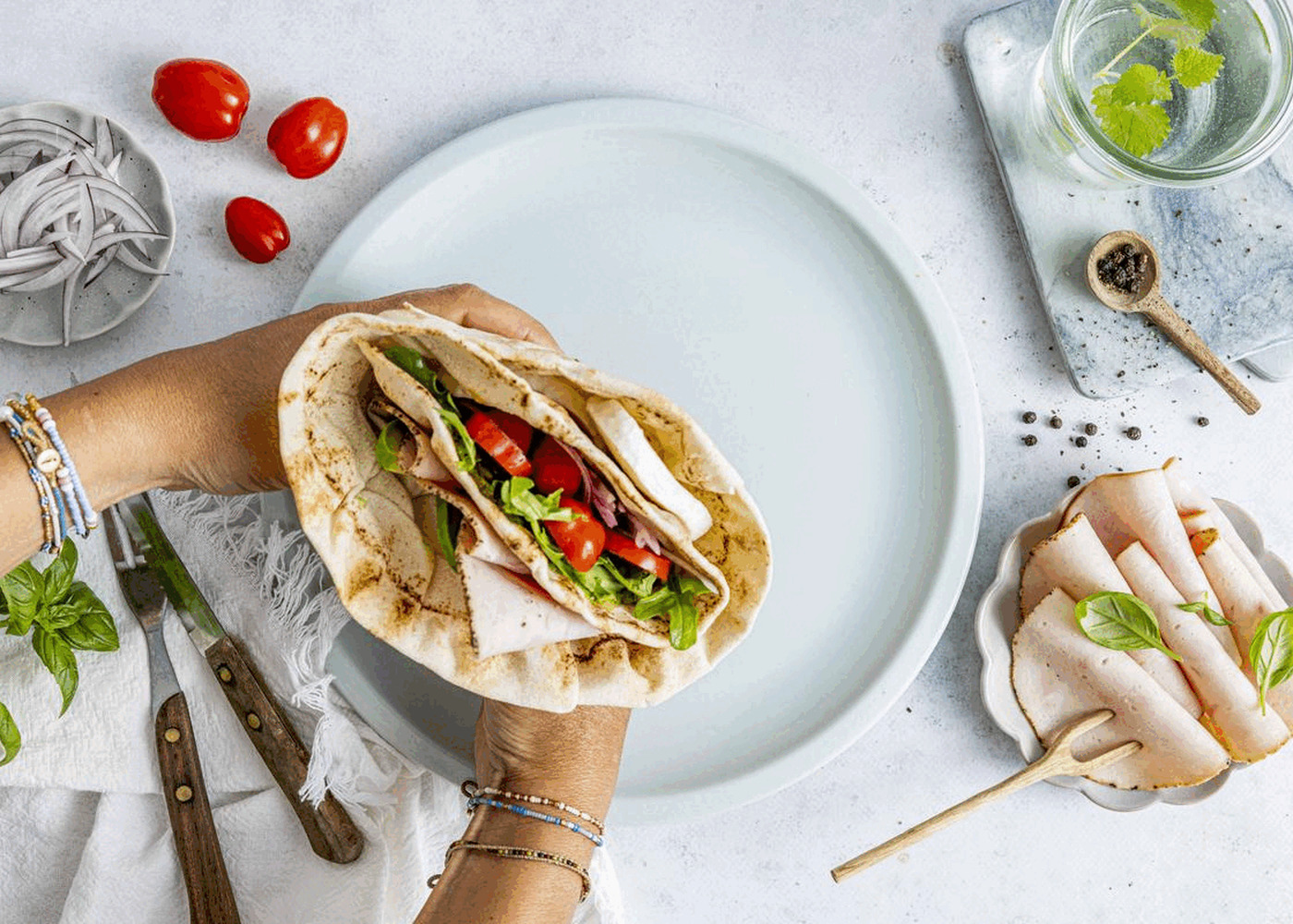 Lunsj-wrap med kyllingpålegg