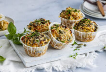 Lunsj-og matpakkemuffins med ost og skinke