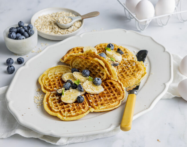 Vafler med havregryn og banan