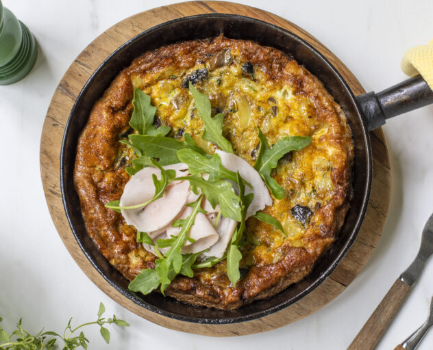 Frittata med potet sopp og kalkunpålegg