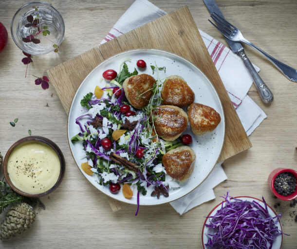 Medisterkaker med juletilbehør