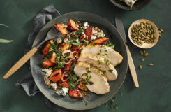 Kalkun med ovnsbakt gresskar honning og blåmuggost