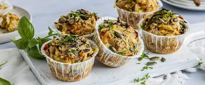 Lunsj-og matpakkemuffins med ost og skinke